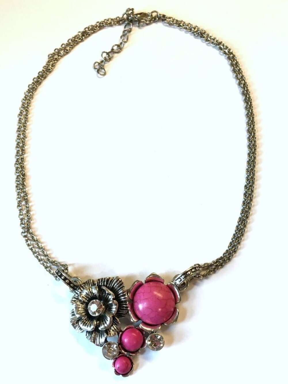 DESERT HARVEST - PAPARAZZI - Pink Stone And Rhinestone Double Chain Necklace